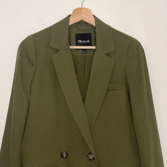 Madewell Drapeweave Caldwell Double Breasted Blazer Jacket Kale Green XS - Picture 8 of 16